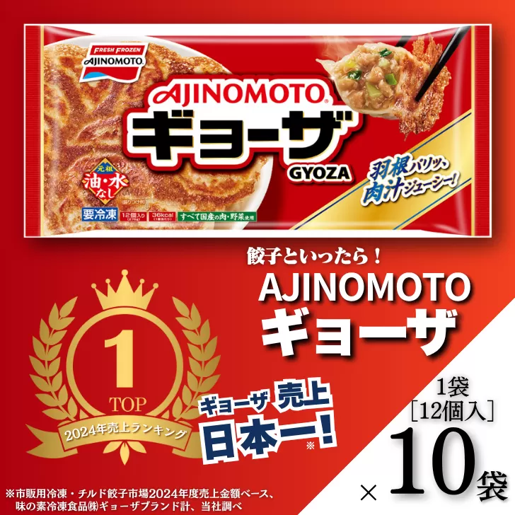 AJINOMOTOギョーザ 10袋 ぎょうざ 120個 味の素 冷凍食品 餃子 簡単調理 加工食品 惣菜 冷凍 佐賀市：B130-047