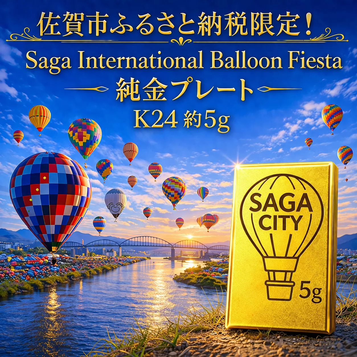 K24純金！佐賀バルーンフェスタのプレート5ｇ：C967-001