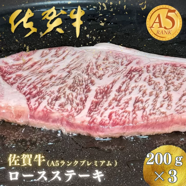 佐賀牛(A5ランクプレミアム) ロースステーキ 200g×3：B320-001