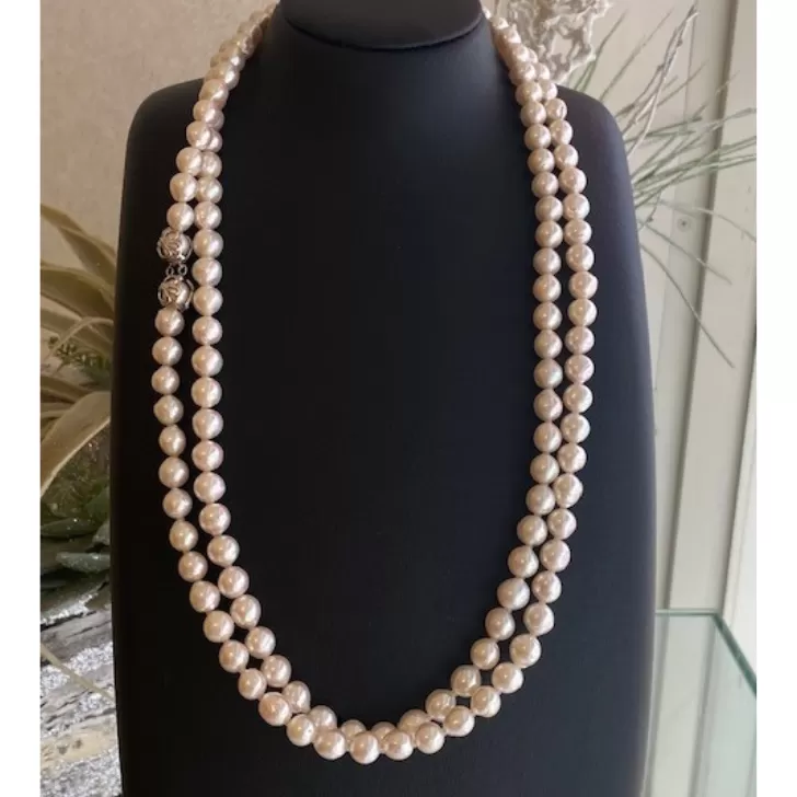 8.5-9アコヤ真珠120cmセミバロックロングネックレス ジュエリー アクセサリー ネックレス 真珠 パール 美穂野 佐賀市 ：C600-005