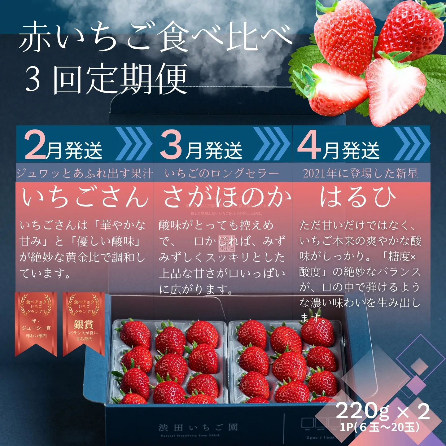 【先行受付!2027年2月から発送開始】赤いちご食べ比べ定期便 全3回(2月〜4月):B280-011