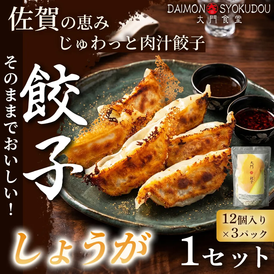 【1個28ｇで満足度大！】大門餃子　しょうが(12個入×3P) 1セット 餃子 ぎょうざ 焼き餃子 蒸し餃子 揚げ餃子 おかず 冷凍餃子 手土産 ギフト 贈答用 佐賀県産：B120-081