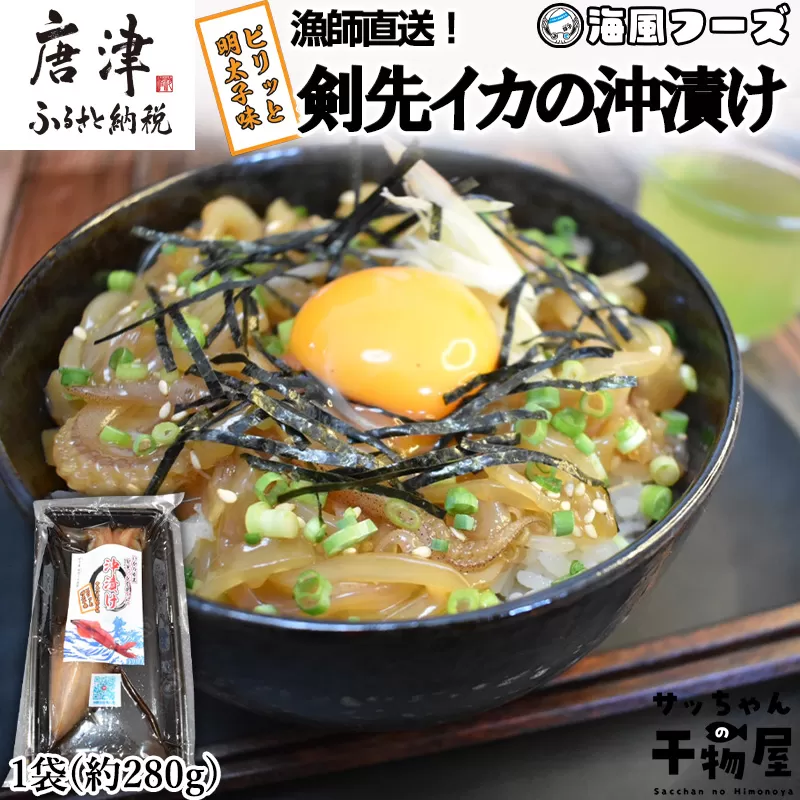 『先行予約』【令和8年7月上旬より順次発送】剣先イカの沖漬け(1袋280g) ピリッと明太子味 いか 漁師飯 肴 おつまみ ご飯のお供 ギフト
