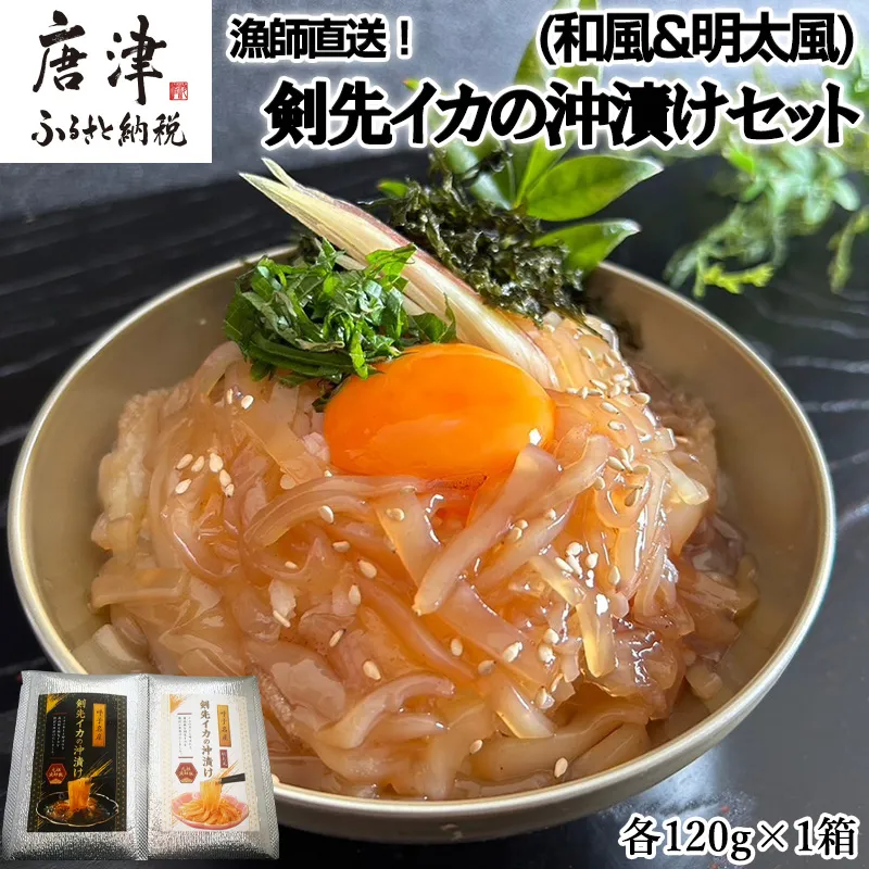 『先行予約』【令和8年7月上旬より順次発送】新鮮！漁師直送！剣先イカの沖漬け(和風&明太風)セット 各120g×1箱  漁師飯 肴 おつまみ ご飯のお供 ギフト