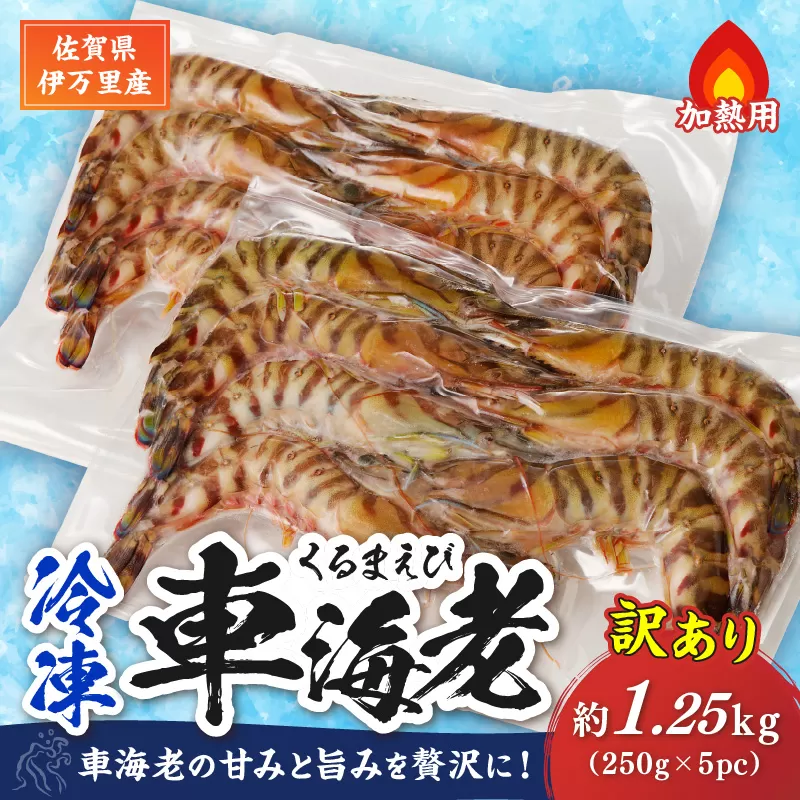 伊万里産 冷凍車海老（訳あり、加熱用、250gx5pc） 010-C197