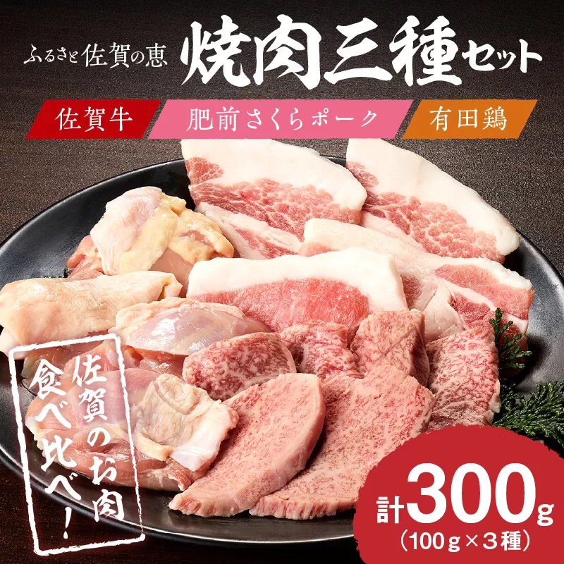 佐賀の恵み 三種焼肉セット（佐賀牛・有田鶏・肥前さくらポーク） 015-J1627