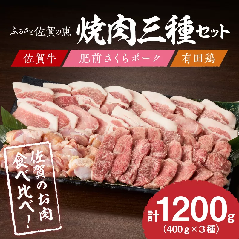 佐賀の恵み 三種焼肉セット（佐賀牛・有田鶏・肥前さくらポーク）×4セット 015-J1630
