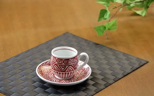 【伊万里焼】伊万里陶苑 朱三島珈琲碗 070-H1340