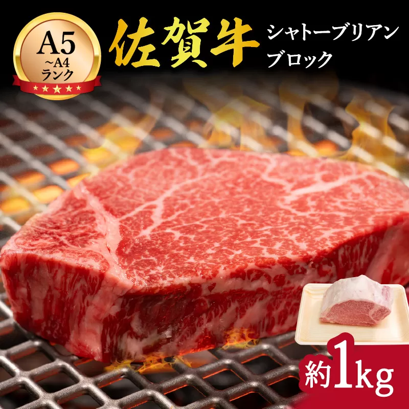 佐賀牛 シャトーブリアン ブロック 1kg 100-J881