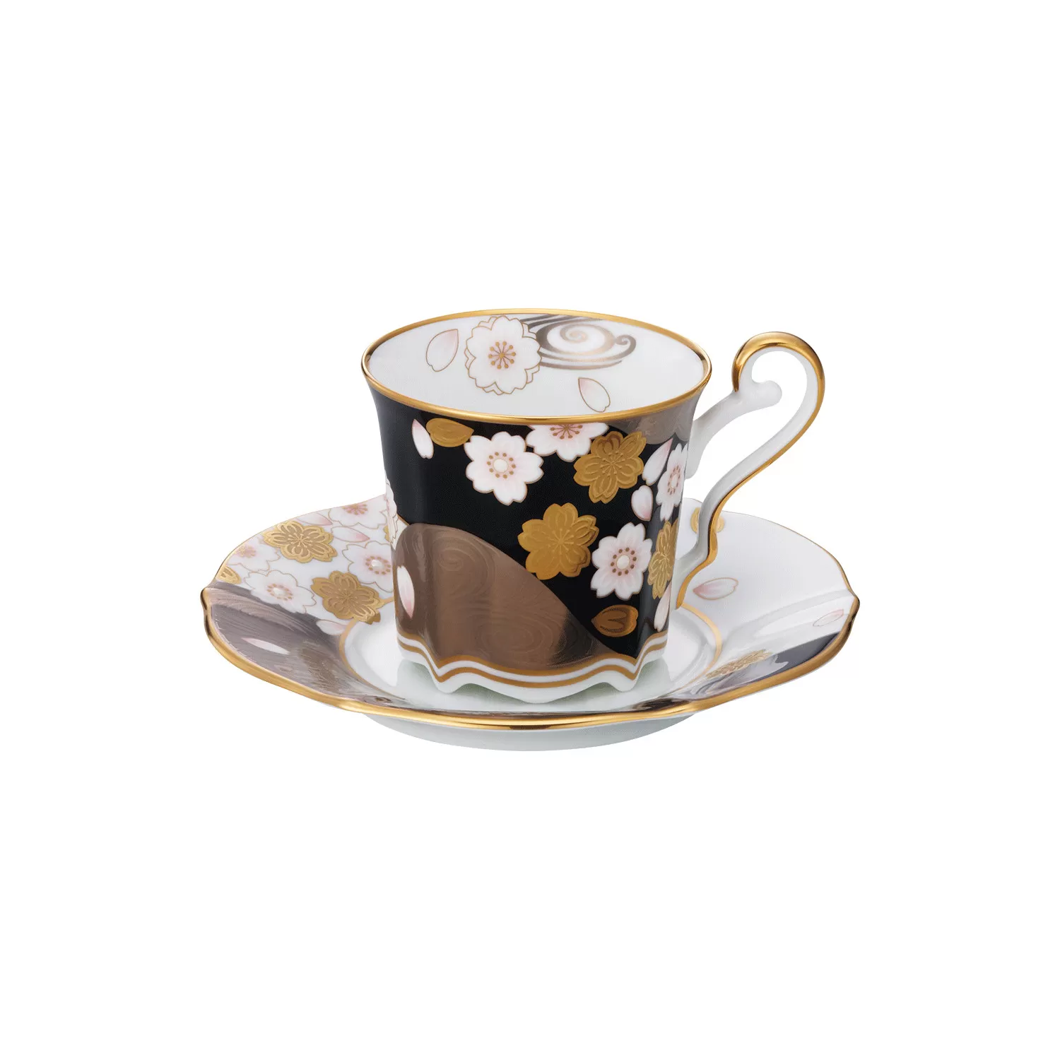 あやみなも コーヒーカップ＆ソーサー（夜桜金銀彩） 058-H1119