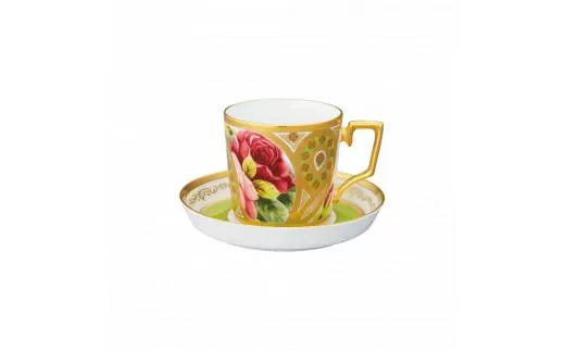 オマージュ コレクションコーヒー碗皿（若草色絵薔薇文） 058-H1027