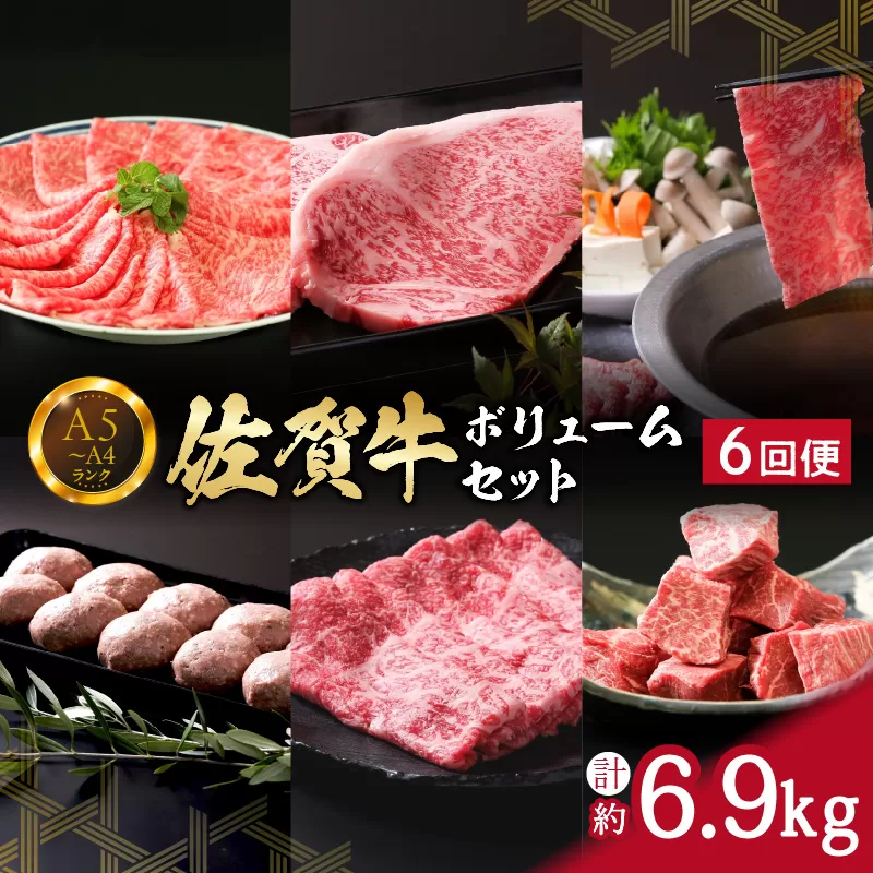佐賀牛ボリュームセット 6回便 6.9kg ヒレ 赤身 モモスライス サーロイン ハンバーグ 999-J668