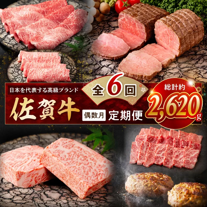 【発送月固定 定期便】肉の定期便！ 厳選 佐賀牛 隔月お届け（偶数月）全6回 999-J1170