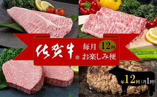 佐賀牛 毎月お楽しみ便 12回コース 999-J897