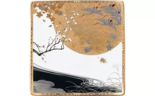四季彩舞曲26.5cm角大皿 058-H1033