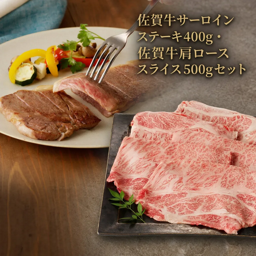 佐賀牛サーロインステーキ・佐賀牛肩ローススライスセット 156-J2024