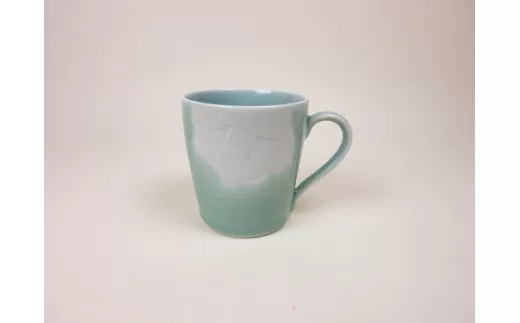 【伊万里焼】青磁椿彫マグカップ H358