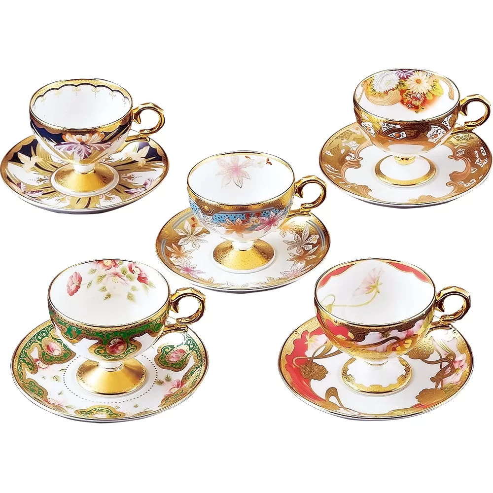 和花コレクションティー・コーヒー碗皿(5客)(絵変り) H1041