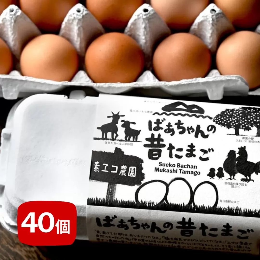 平飼いで のびのび養鶏！ばあちゃんの昔たまご（計40個）割れ保証あり B611