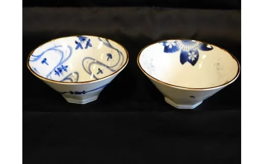 【伊万里焼】古染付どんぶり2個セット（寛右ェ門窯） H321