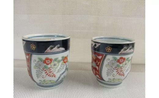 【伊万里焼】古伊万里藤花　大コップ・小コップセット H463