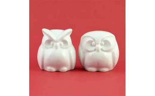 【伊万里焼】ふくろう２個セットインテリア 置物 縁起物 H468