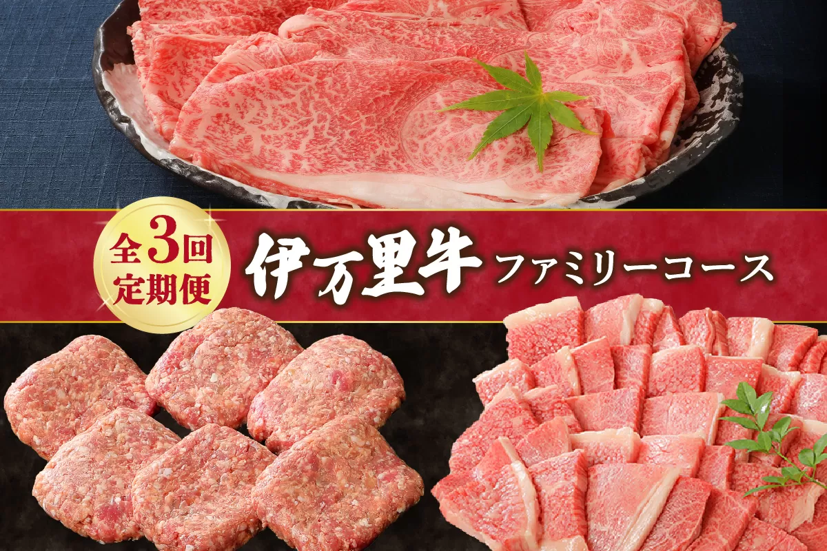 伊万里牛ファミリーコース 定期便 3回便 （すき焼き しゃぶしゃぶ ハンバーグ 焼肉） 999-J602