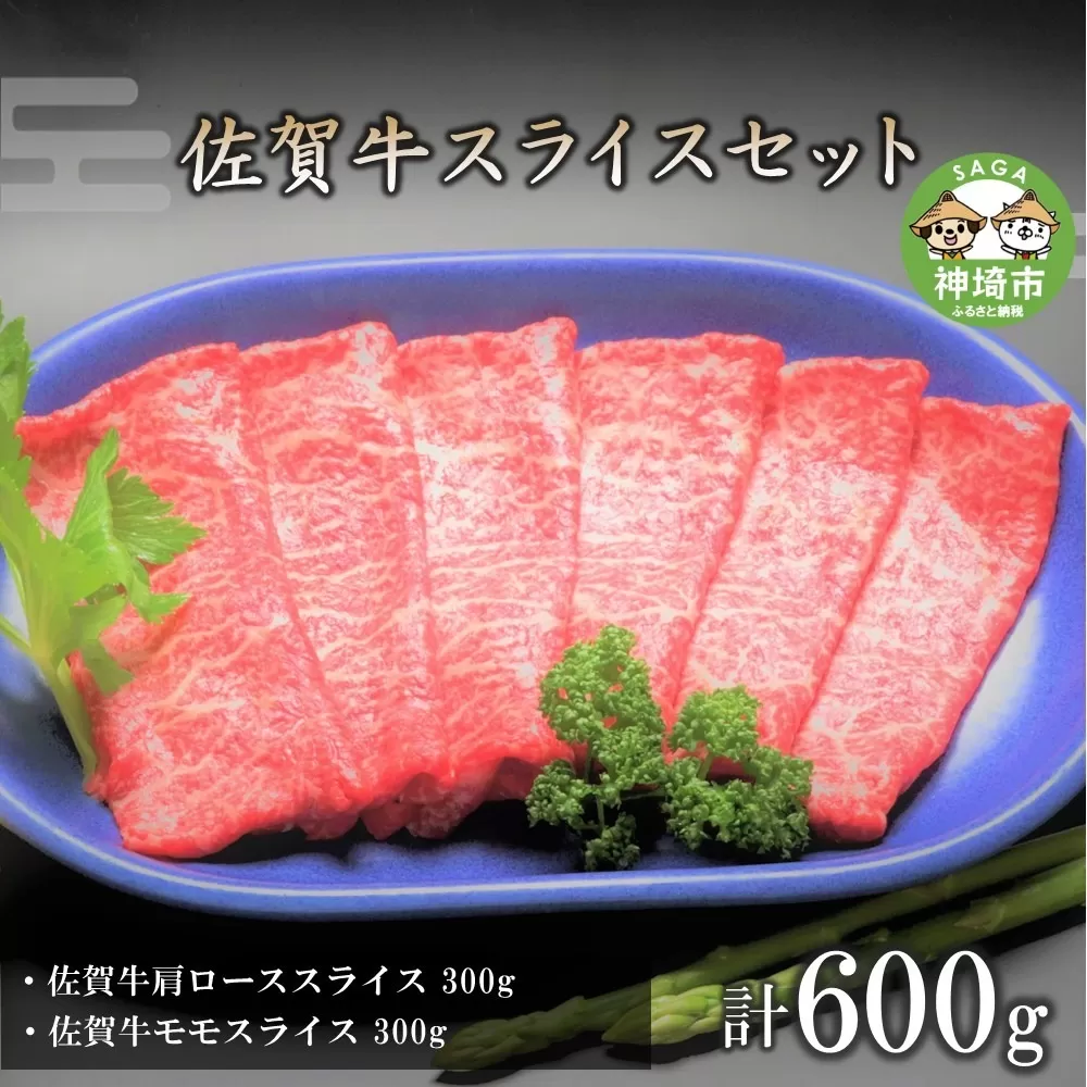 佐賀牛スライスセット600g 【牛肉 焼肉 モモ ロース BBQ キャンプ 精肉 牛肉セット】(H066119)