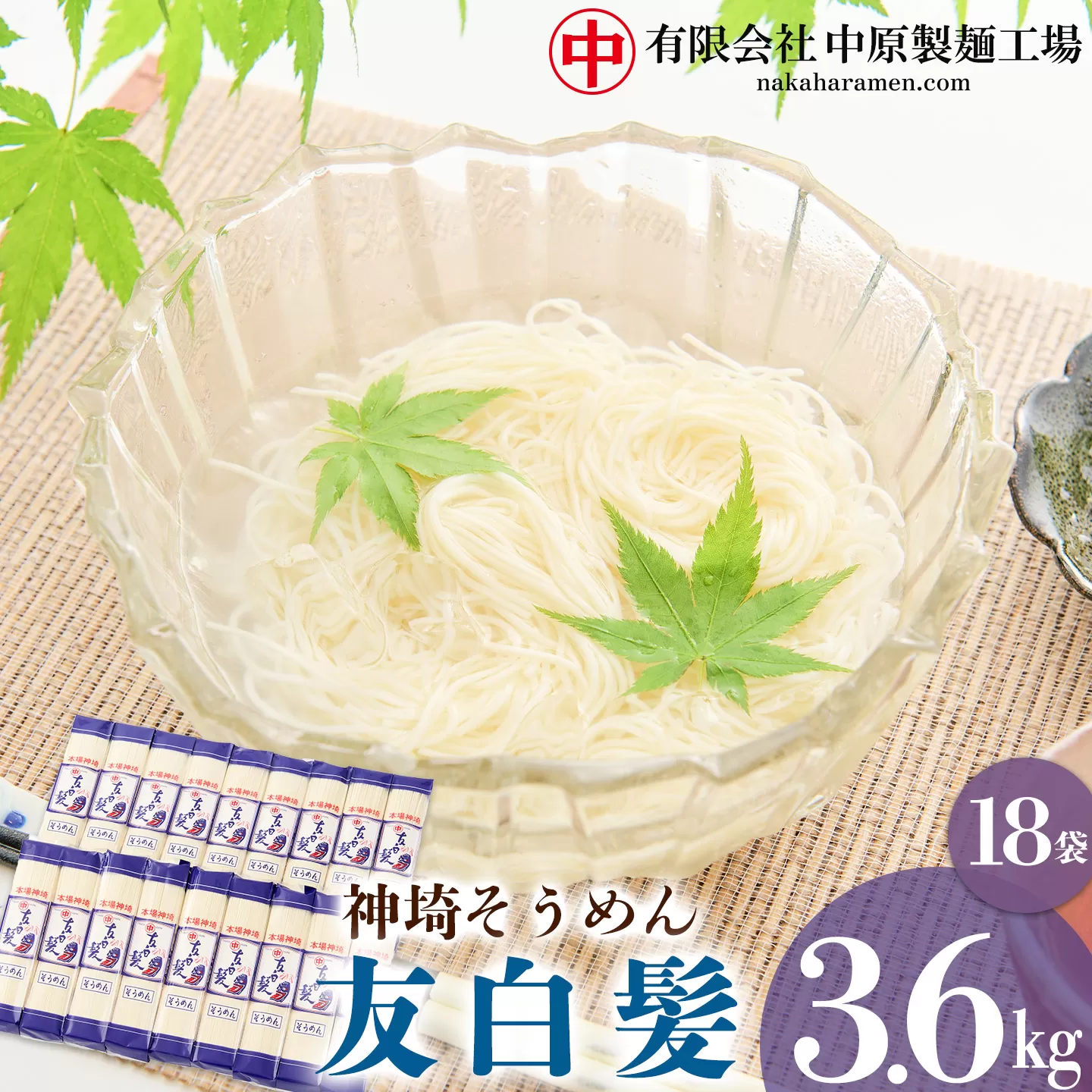 神埼そうめん「友白髪」 18袋入り【 神埼素麺 明治時代 推奨品 土産 お歳暮 お中元 夏 おみやげ】(H045101)