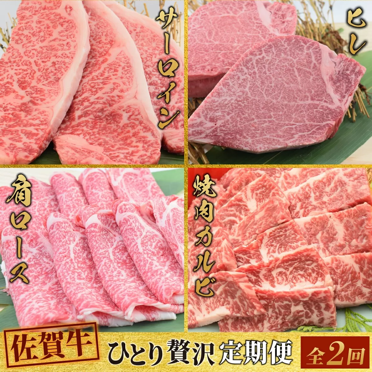 [2回定期便] 佐賀牛 ひとりで贅沢 お楽しみ便 (合計1.15kg) [ステーキ ヒレ サーロイン 肩ロース すき焼き用 カルビ 焼肉用 牛肉 肉 国産和牛 ](H085148)