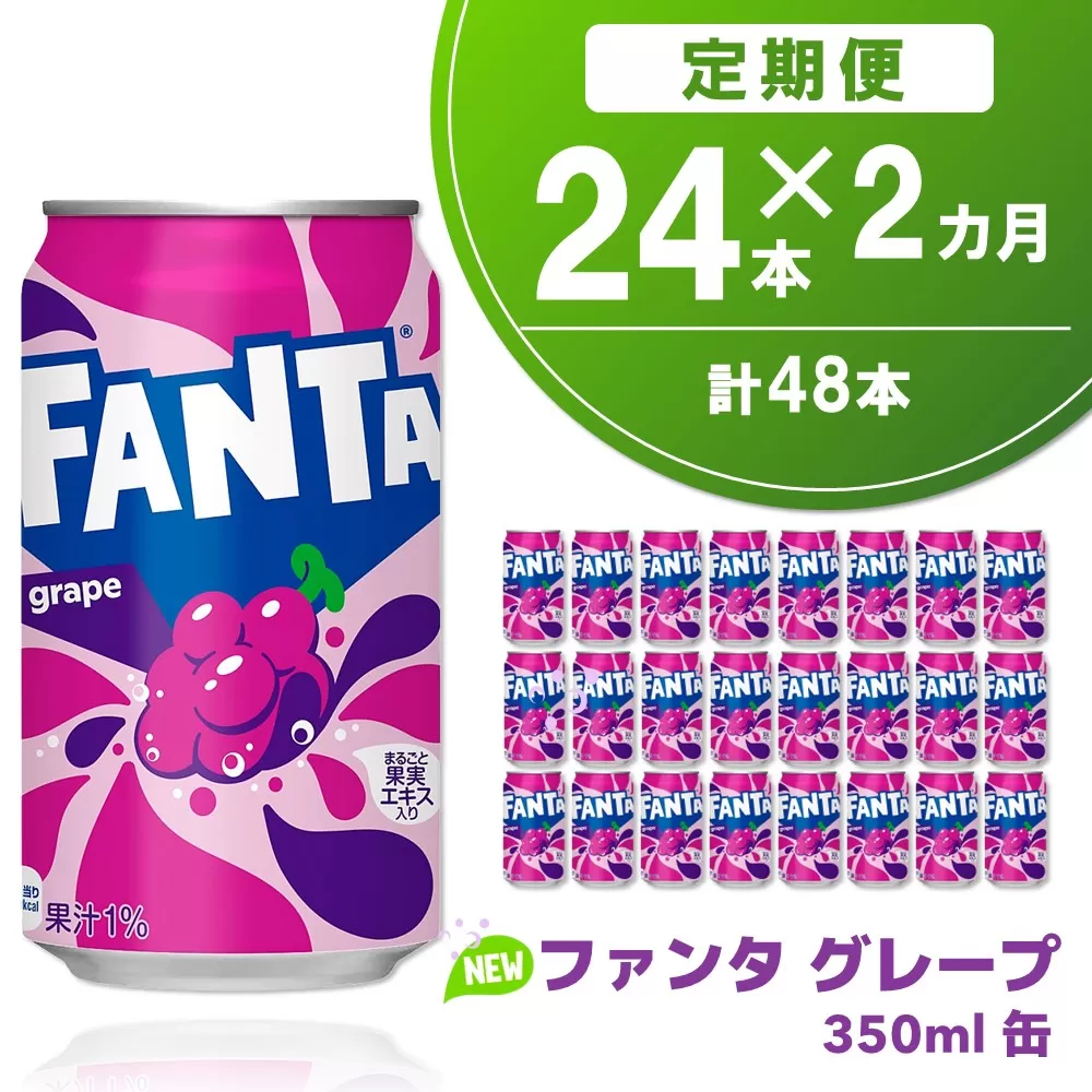 【2か月定期便】ファンタグレープ缶 350ml (24本×2回)【グレープ ファンタ 炭酸飲料 炭酸 果汁飲料 缶 350 イベント 子供に人気】K090485