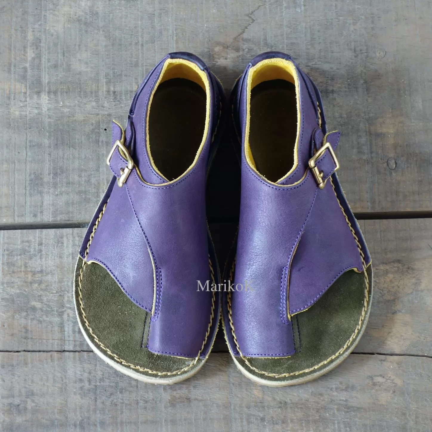 【Marikok】オーダーメイド 革シャンダル(サンダル)【オーダーメード オーダー 手作り 外反母趾 オープントゥ シャンダル サンダル レザー ブーツ 本革 牛革 靴】K068010