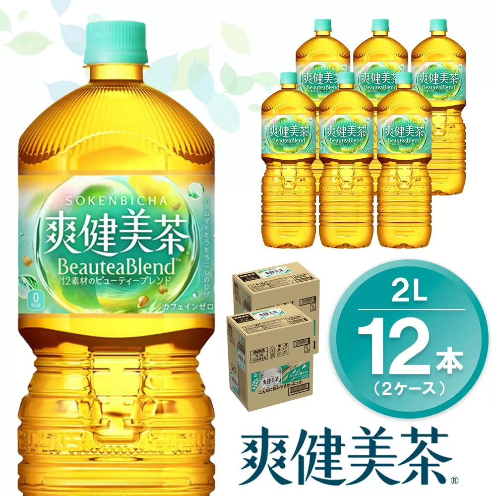 爽健美茶 2LPET (2ケース) 計12本【コカコーラ カフェインゼロ 香ばしい おいしい ブレンド茶 お茶 ハトムギ 玄米 大麦 ドクダミ ハブ茶 チコリー 麦芽 植物素材 飲料 ペットボトル 備蓄 防災 熱中症】K090157