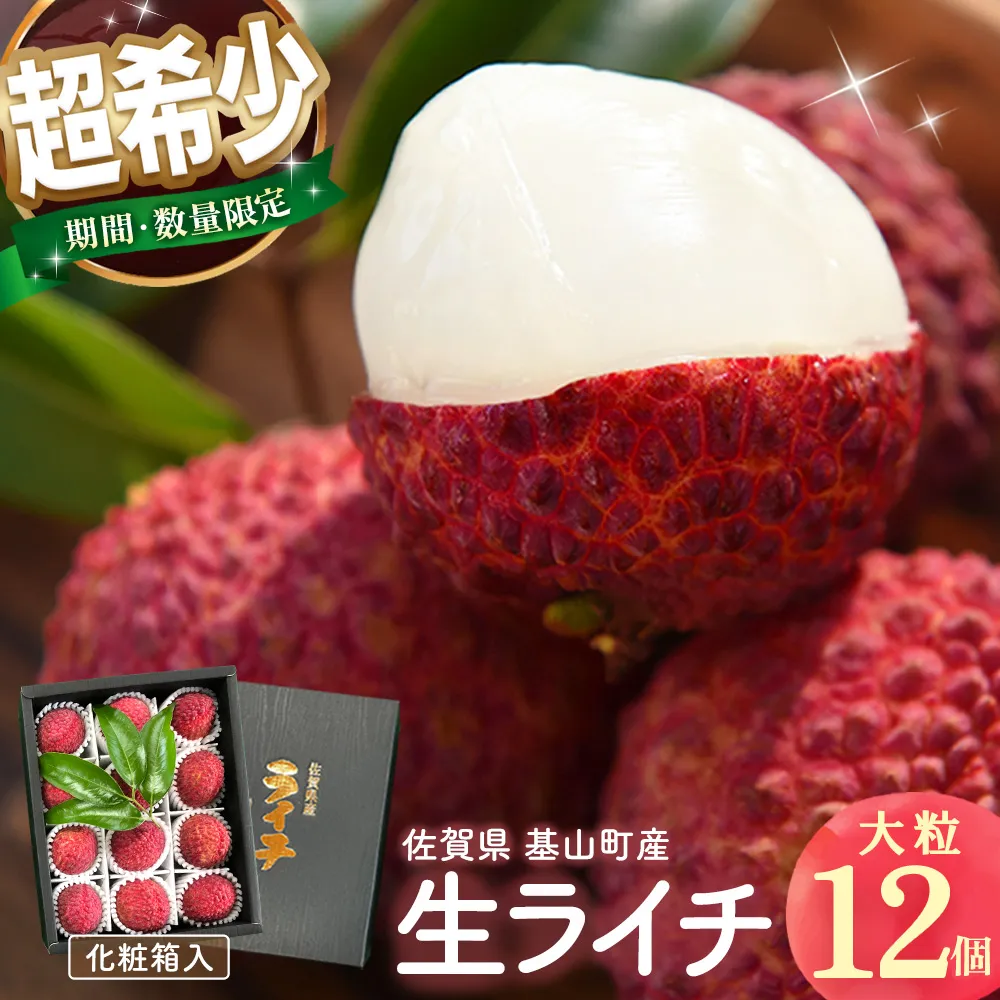 【期間限定 数量限定】佐賀県産ライチ 大粒12個入(贈答用)【生ライチ ライチ 生 基山町産 贈答用 貴重 国産 大粒 新鮮 フレッシュ 肉厚 お中元 贈り物】K060012