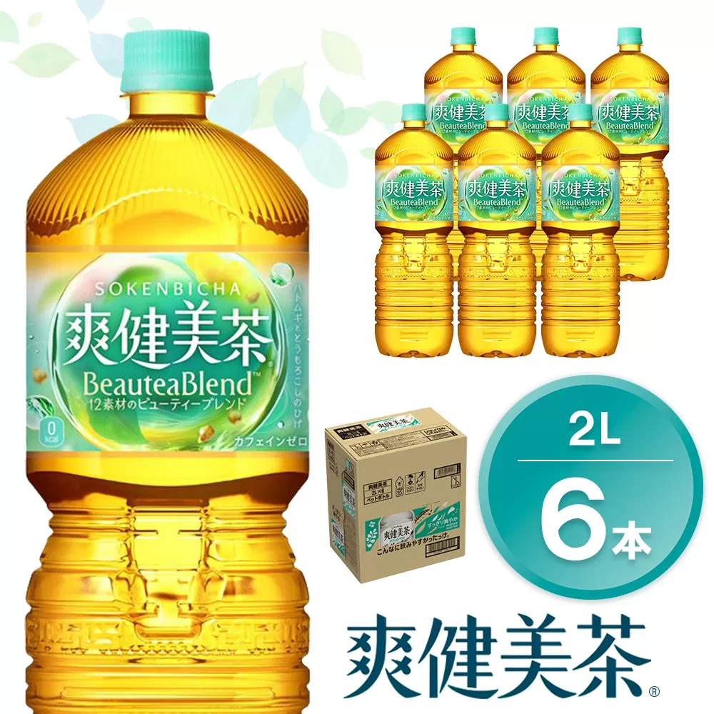 爽健美茶 2L×6本(1ケース)【コカコーラ カフェインゼロ 香ばしい おいしい ブレンド茶 お茶 ハトムギ 玄米 大麦 ドクダミ ハブ茶 チコリー 麦芽 植物素材 飲料 ペットボトル 備蓄 防災 熱中症】K090078
