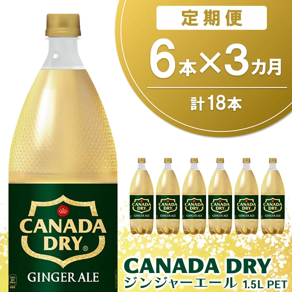 【3か月定期便】カナダドライ ジンジャーエール 1.5LPET (6本×3回)【ジンジャー 炭酸飲料 炭酸 1.5L 1.5リットル ペットボトル ペット シャンディガフ 刺激 気分爽快 イベント】K090492