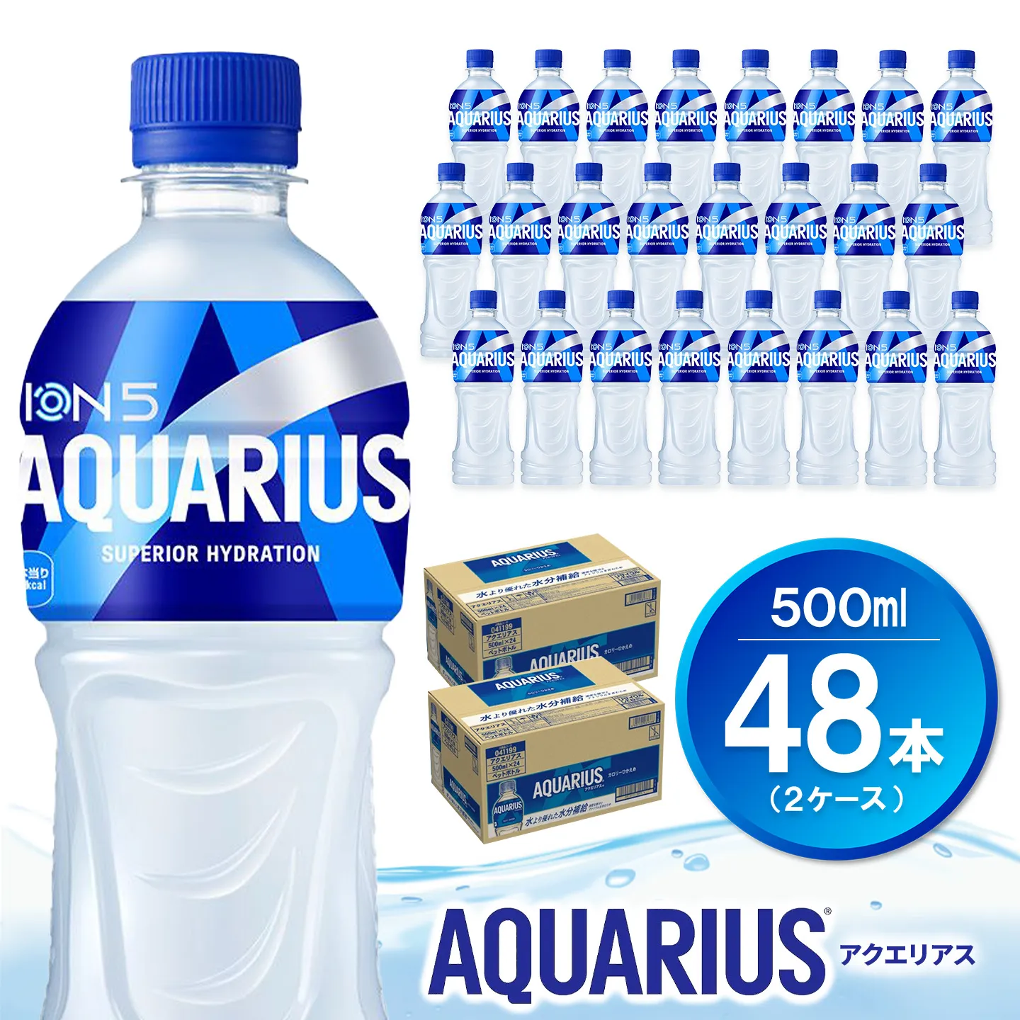 アクエリアス 500mlPET (2ケース) 計48本【コカコーラ 熱中症対策 スポーツ飲料 スポーツドリンク 水分補給 ペットボトル 健康 スッキリ ミネラル アミノ酸 クエン酸 リフレッシュ 常備 保存 買い置き】K090234