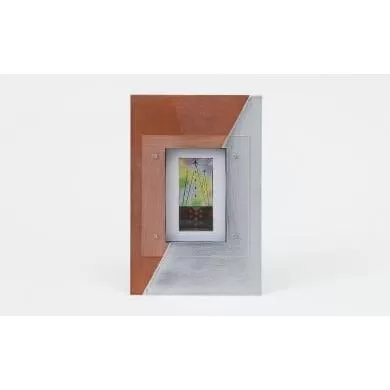 銅とアルミの対比が美しい｢ハーフ&ハーフ ポストカードフレーム｣ 1個【お部屋をオシャレに演出!!】N-84