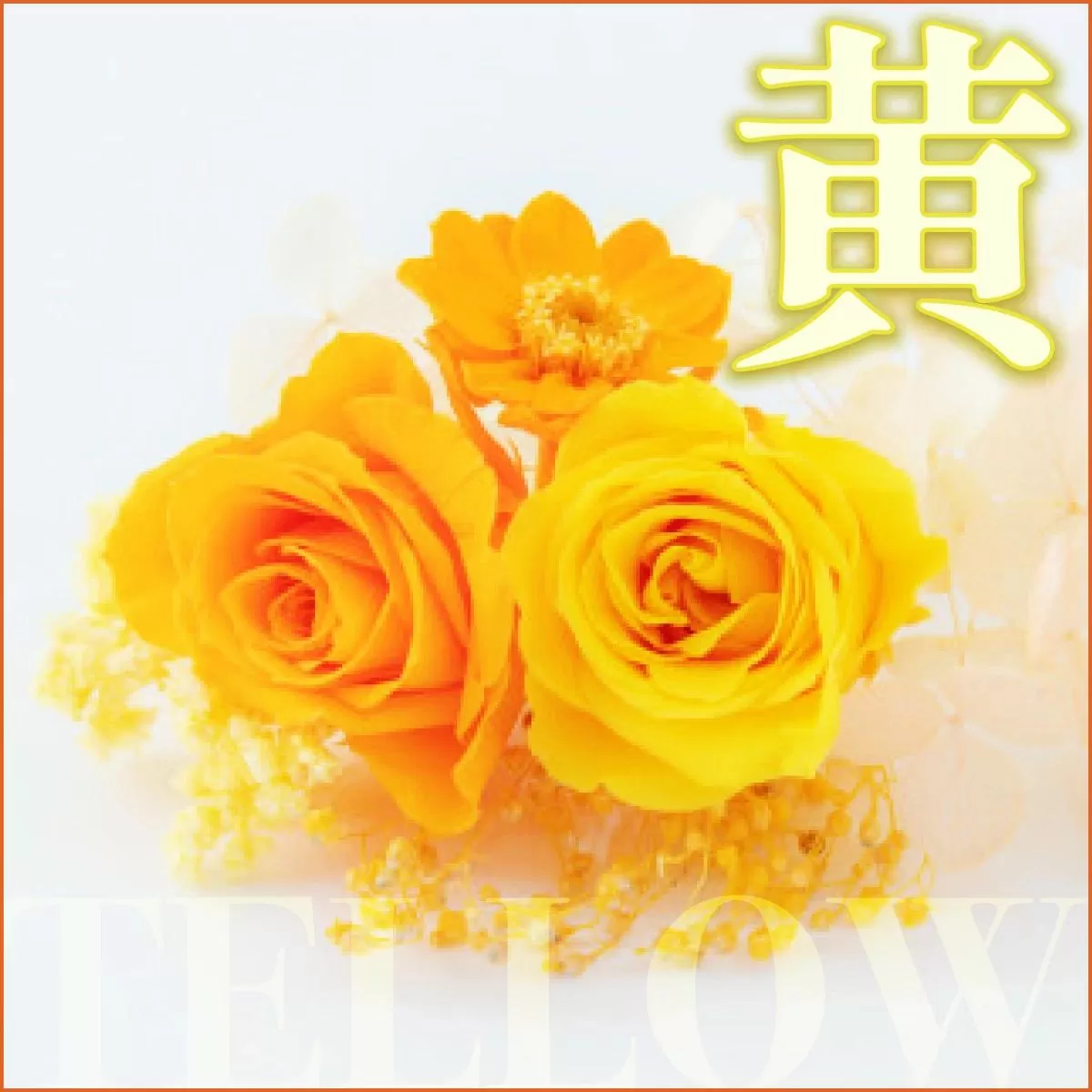 【ガラスケース入り】プリザーブドフラワー【4. 黄色】