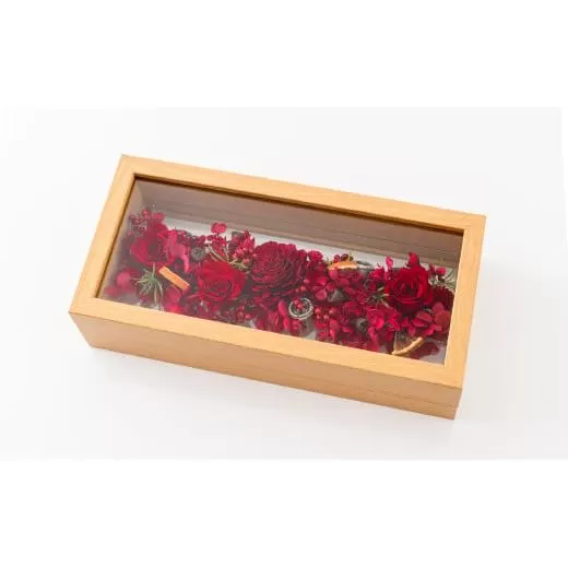 【ガラスケース入り】プリザーブドフラワー【1. 赤色】