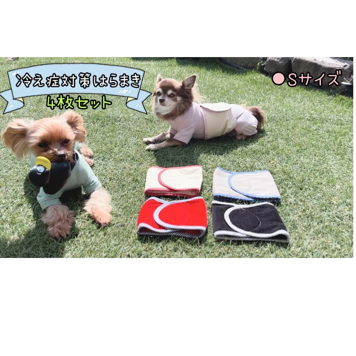 FB161_超小型犬・シニア犬の冷え性対策腹まき☆Sサイズ【4枚セット】