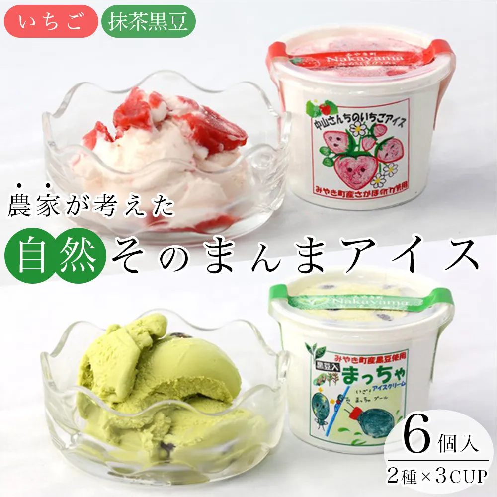 AE032_農家が考えたなめらかアイス６個（いちご＆黒豆抹茶）