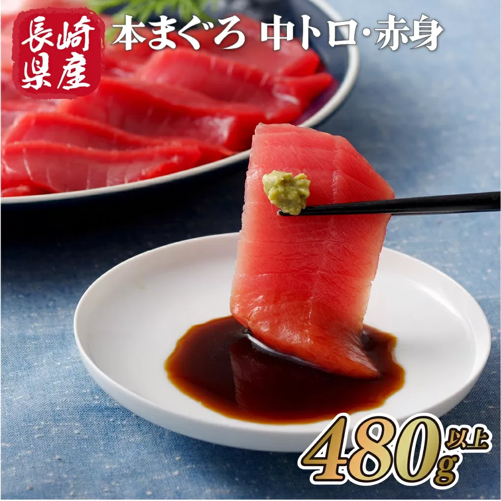 長崎県産 本マグロ (中トロ・赤身) 計480g以上