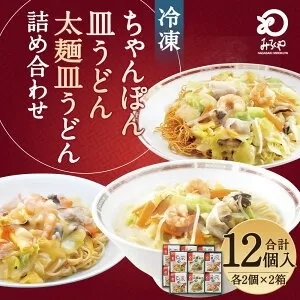 冷凍ちゃんぽん・皿うどん・冷凍太麺皿うどん 詰合せ 各2個×3種類×2箱 計12個