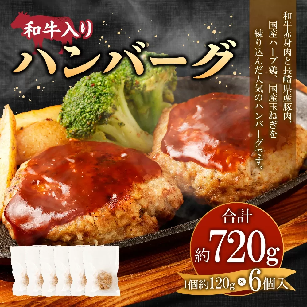 和牛入りハンバーグ 約120g×6個入 計720g【居酒屋食堂シエスタ】