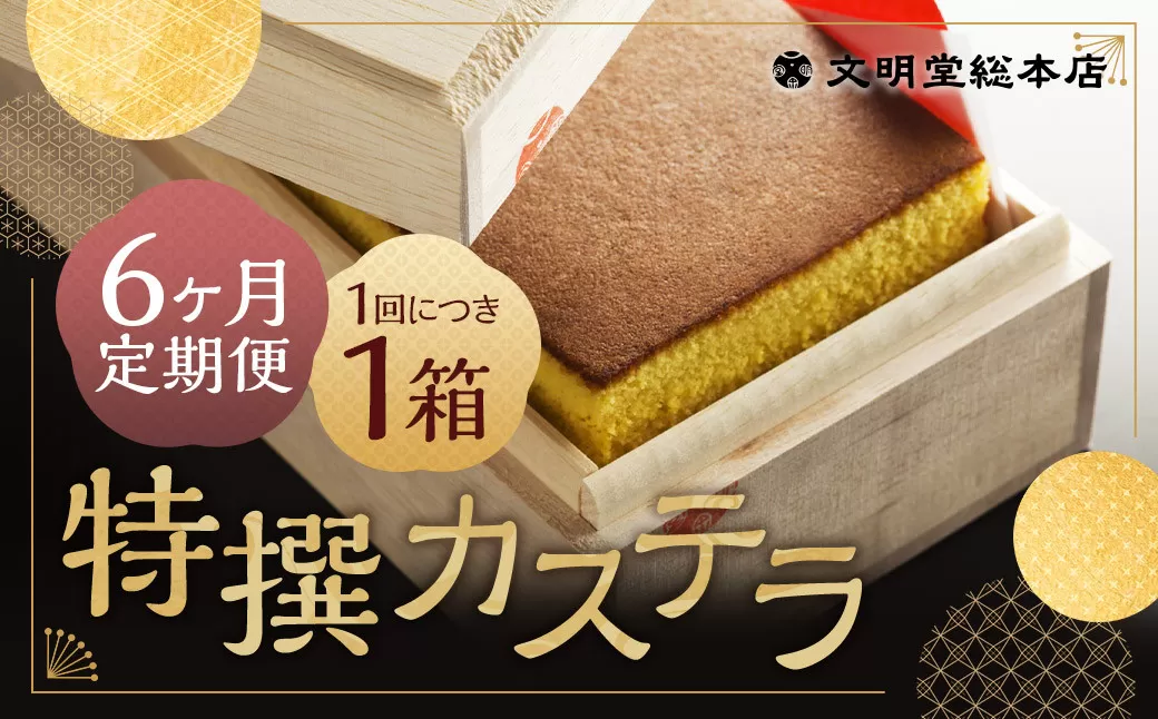 【6ヶ月定期便】特撰カステラ 1号 ／ 1号（580g） 和三盆糖・カステラ専用卵使用 長崎 文明堂