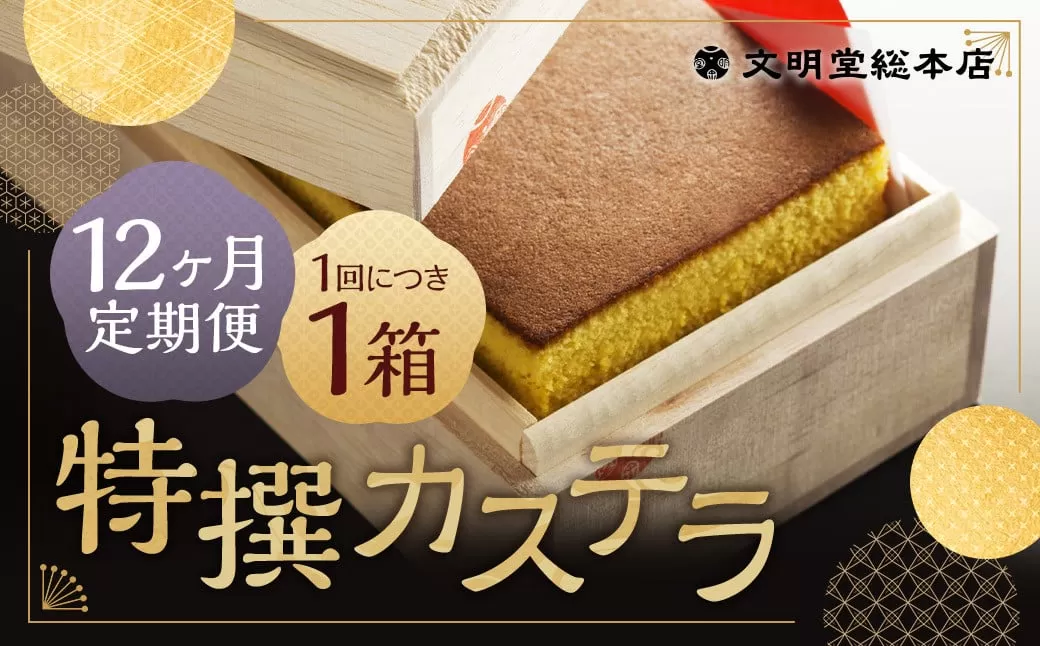 【12ヶ月定期便】特撰カステラ 1号 ／ 1号（580g） 和三盆糖・カステラ専用卵使用 長崎 文明堂