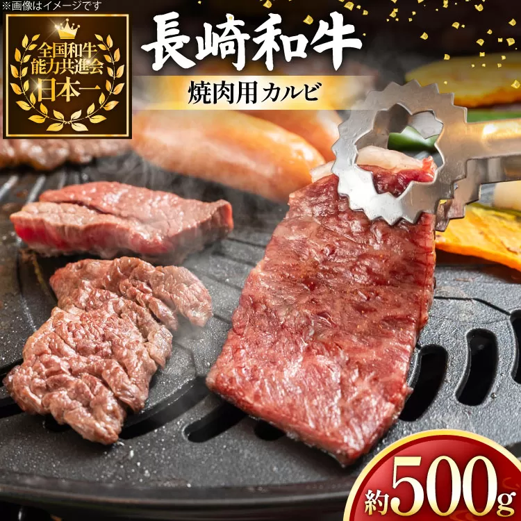 牛肉 和牛 長崎和牛 焼肉用 カルビ 約500g [黒牛 長崎県 東彼杵町 hs42bag750087] 牛肉 カルビ かるび 焼き肉 焼肉 BBQ バーベキュー