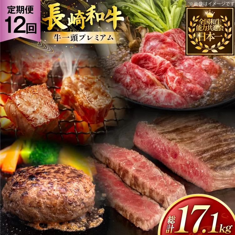 牛肉 和牛 牛一頭プレミアム定期便「長崎和牛をまるごと堪能」 12回 総計17.1kg [黒牛 長崎県 東彼杵町 hs42bag750073] しゃぶしゃぶ すき焼き スライス 肉 お肉 牛肉