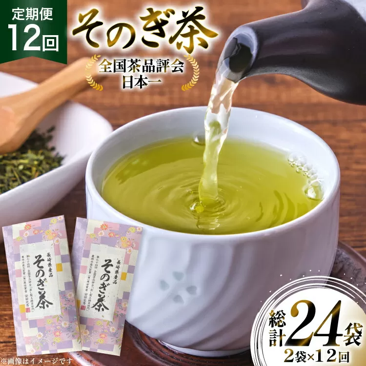 茶 お茶 緑茶 定期便 毎月 そのぎ茶 100g 2袋 12回 総計24袋 [月香園製茶 長崎県 東彼杵町 hs42bag260016] 日本茶 茶葉 ちゃ りょくちゃ 彼杵茶 全国茶品評会 農林水産大臣賞 産地賞 受賞